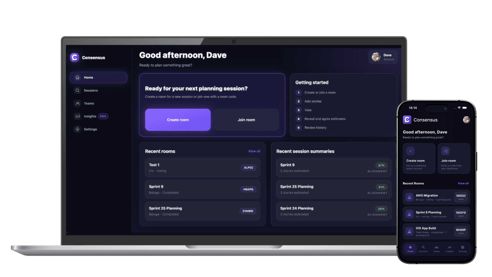 Consensus displayed on laptop and phone